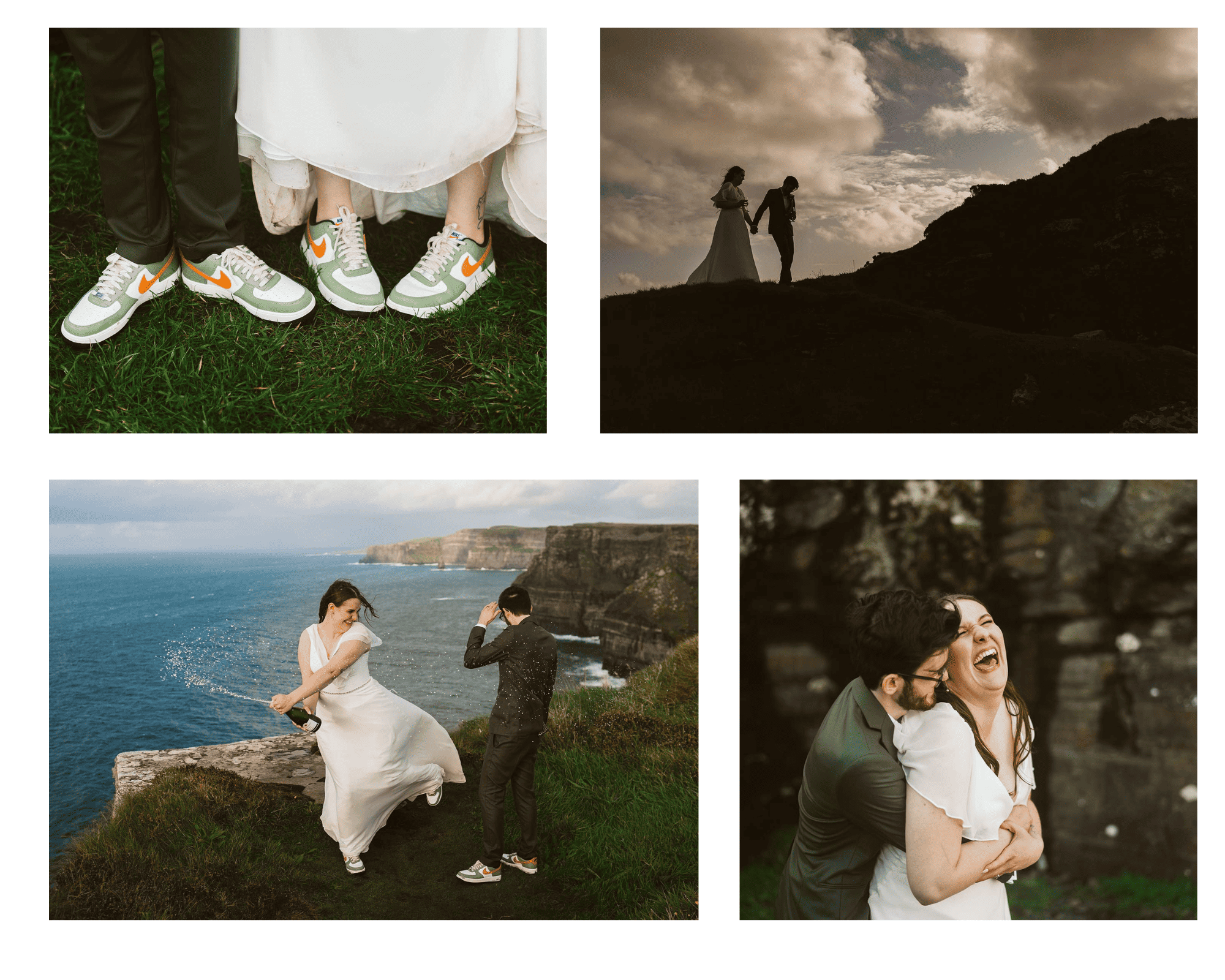 Couple on the cliffs doolin when eloping in Ireland