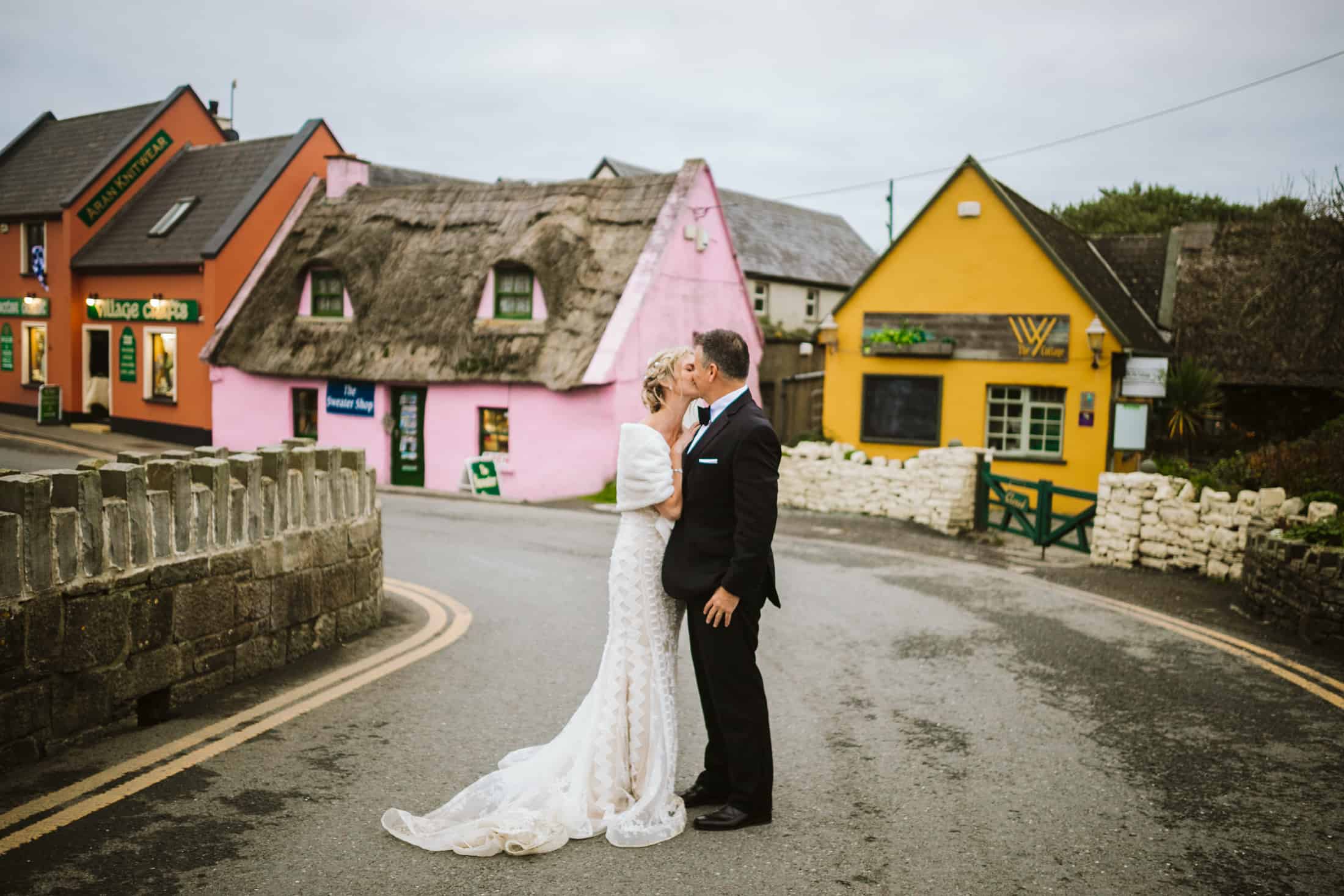 Couple on the cliffs doolin when eloping in Ireland