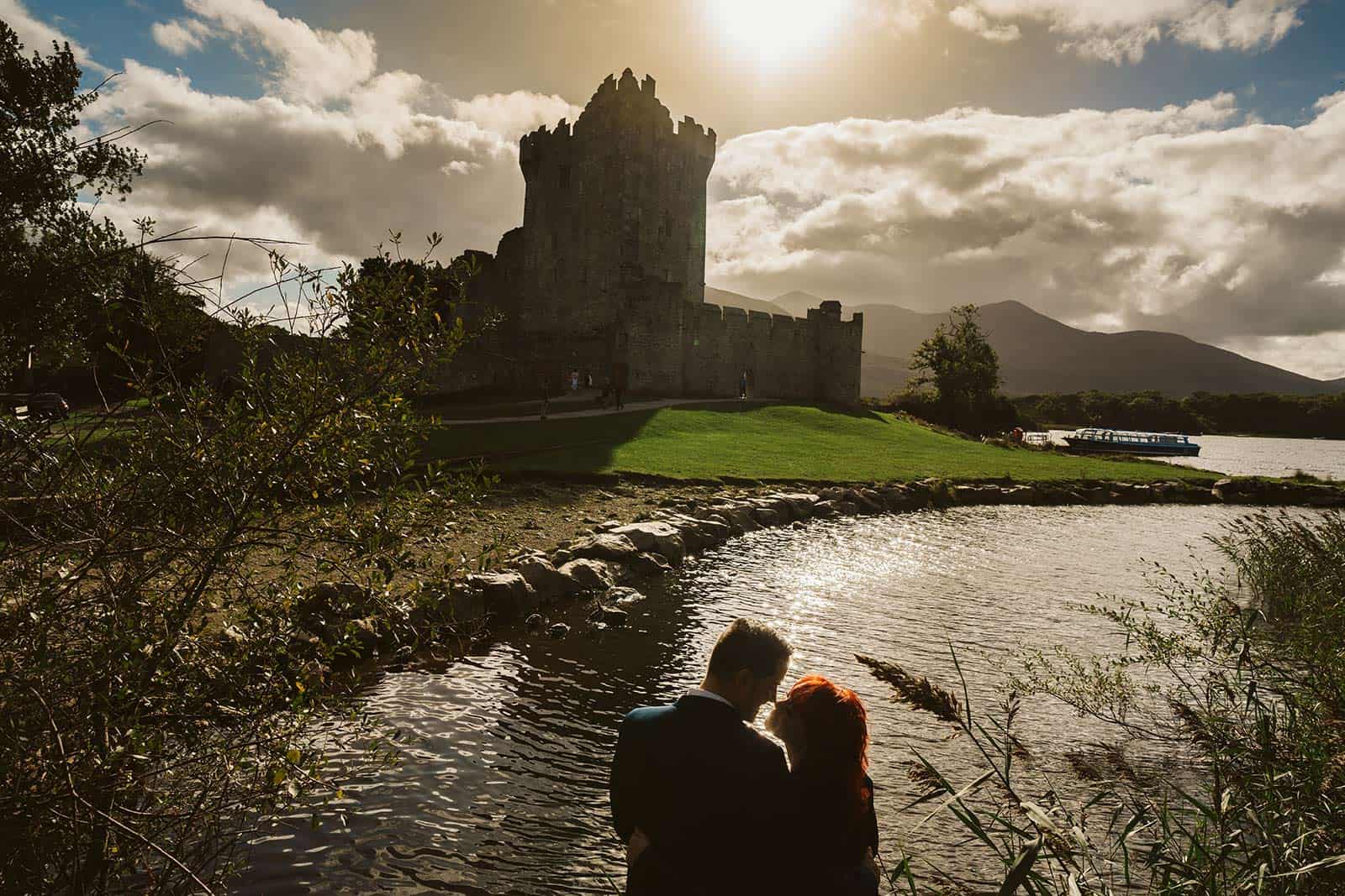 couple eloping in Ireland in Castle ruin