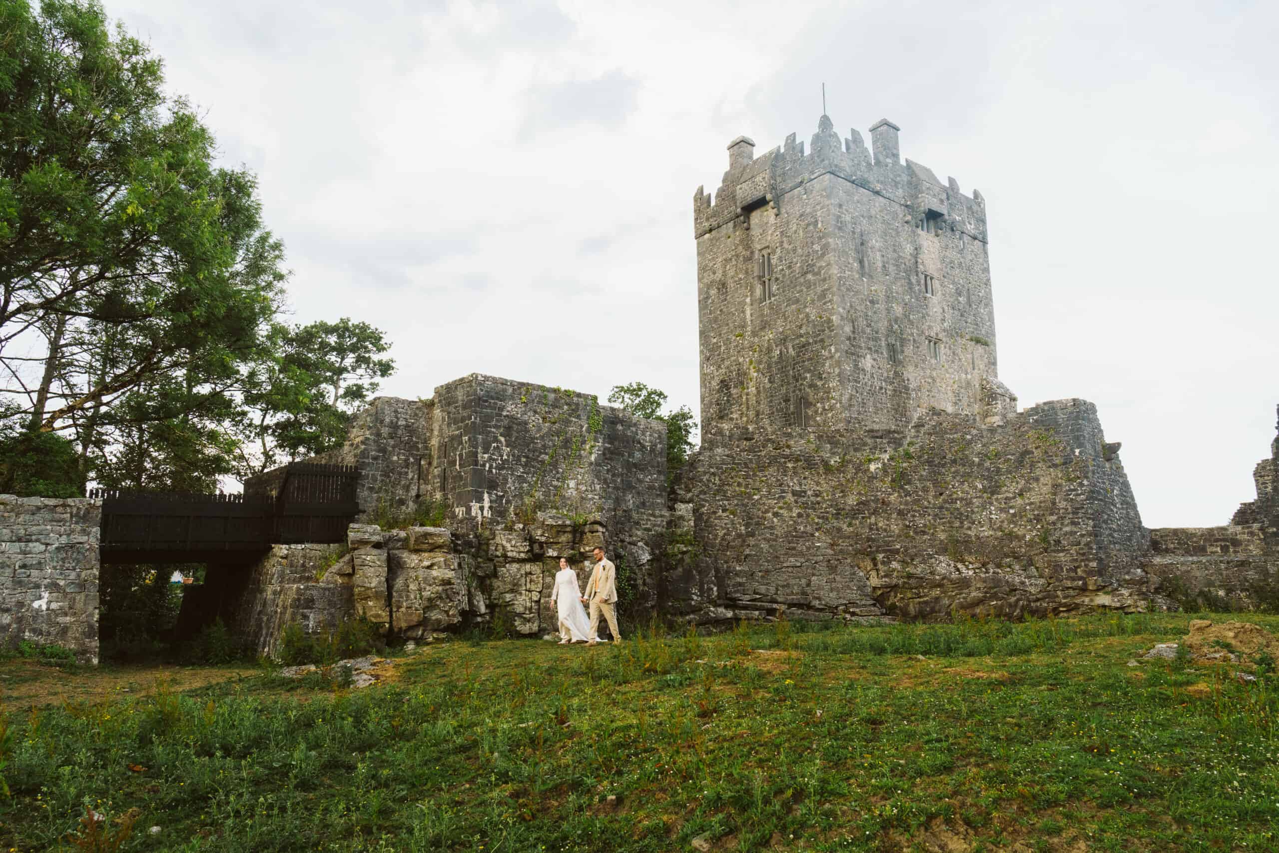 couple eloping in a castle in Ireland