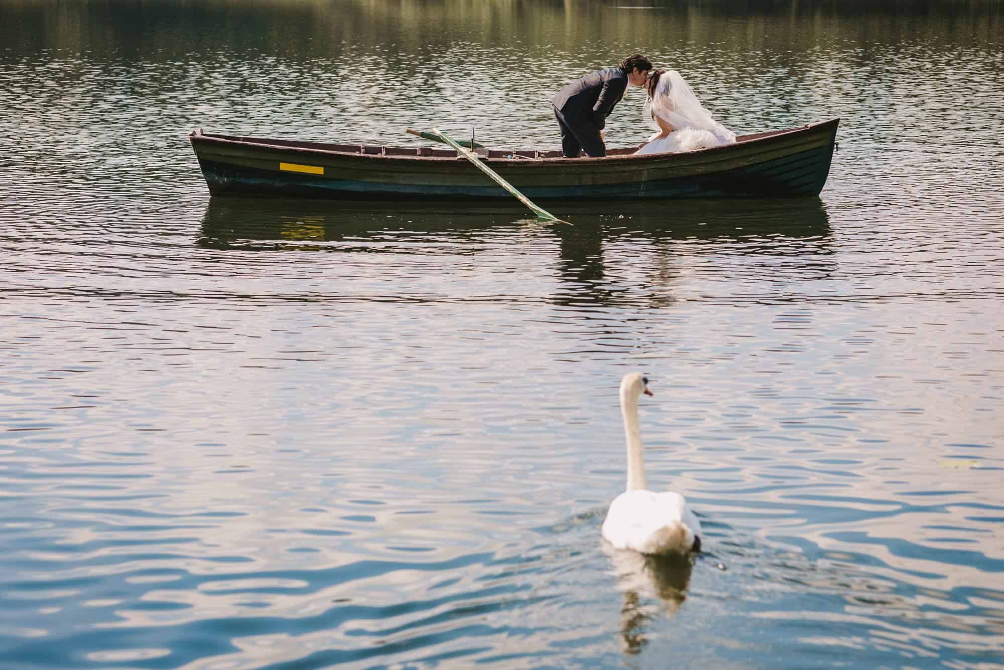 Dromoland Castle Ireland, couple kiss in boat